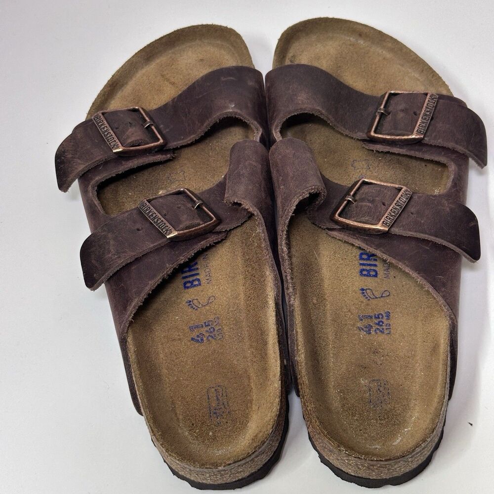 Birkenstock Arizona Sz 41 Brown Oiled Leather Granola Gorpcore Dad Sandals - Picture 3 of 8